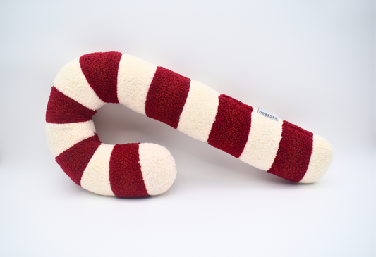 Cozy Teddy Candy Cane Pillow