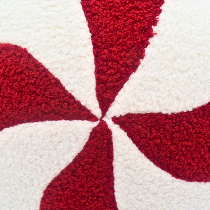 Cozy Teddy Peppermint Round Pillow