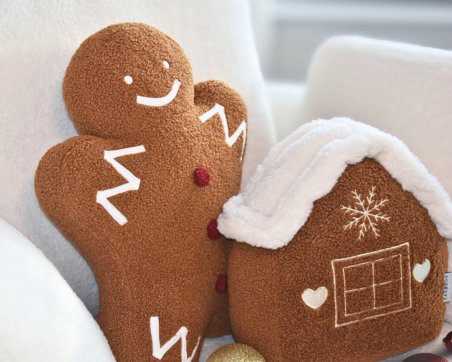Cozy Teddy Gingerbread Cookie Pillow