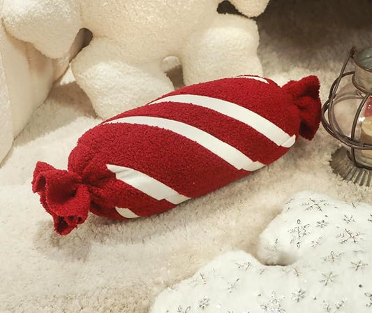 Cozy Peppermint Twist Roll Pillow