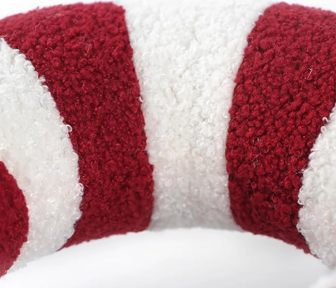 Cozy Teddy Candy Cane Pillow