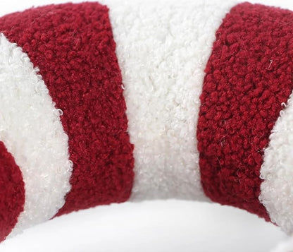 Cozy Teddy Candy Cane Pillow
